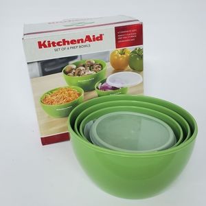 NEW - MISSING LIDS - Green Apple KitchenAid 4 Prep Bowls Food Storage